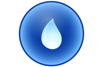 rundes Symbolbild: ein hellblauer Wassertropfen vor blauem Hintergrund